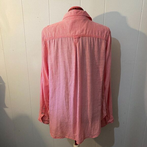 Red and White Gingham Checked Lightweight Button Down Womens Top Size 1X - Picture 3 of 5